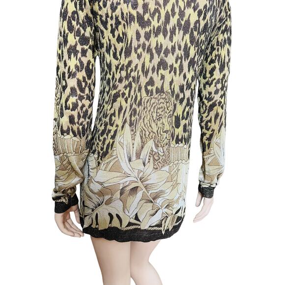 Vintage XXist Animal Print Cardigan Sweater Size S Long Sleeves Shell Buttons - Picture 10 of 16